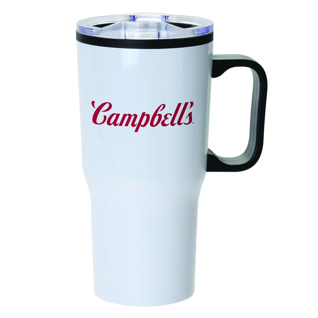 Color Splash 20 oz Stainless Steel Economy Mug — White / Black — view 3