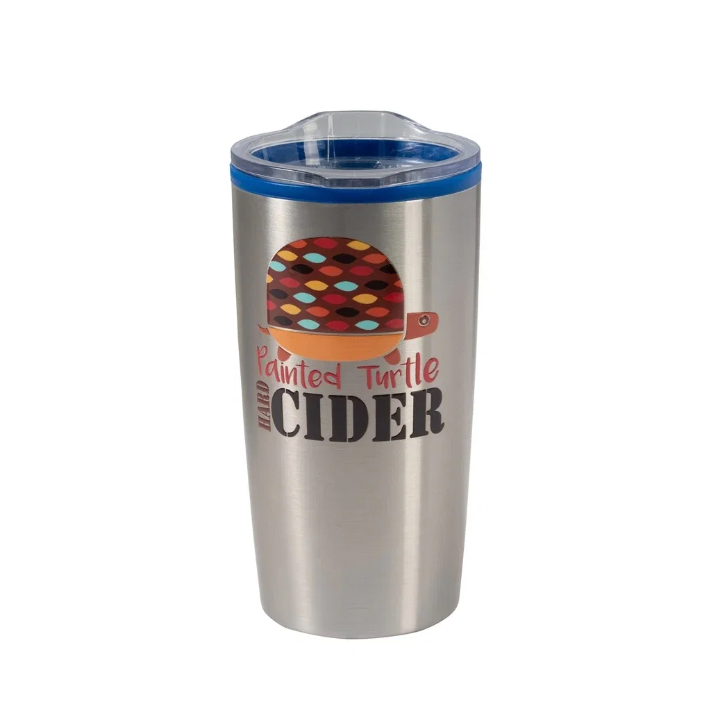 Color Splash Economy 20 oz Stainless Steel Tumbler — Silver / Blue — view 3