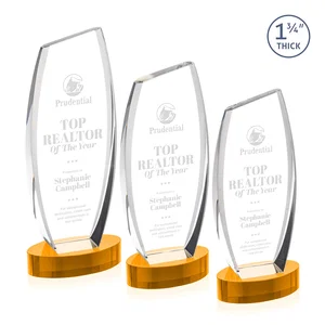 Curved-Side Optical Crystal Peak Award on Oval Base