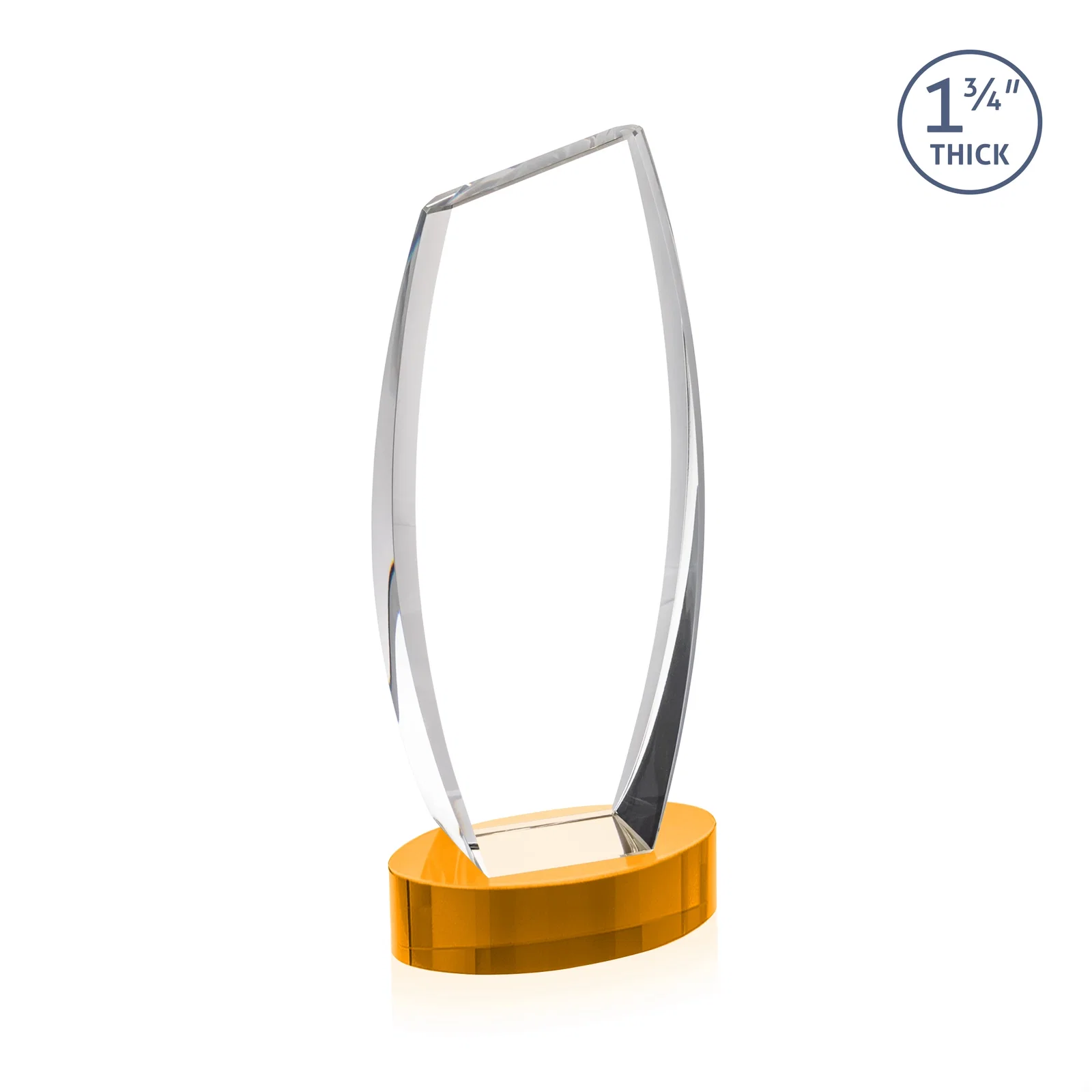 Custom Curved-Side Optical Crystal Peak Award on Oval Base, awards, with your logo for graduation ceremonies