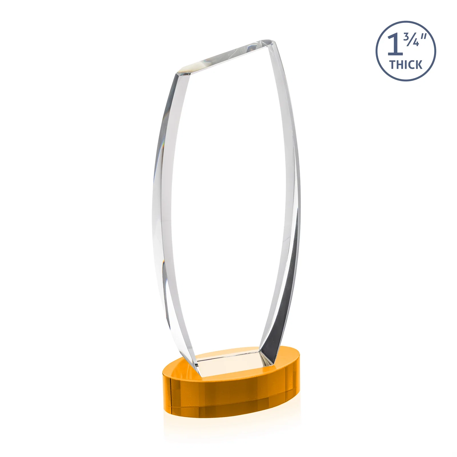Custom Curved-Side Optical Crystal Peak Award on Oval Base, awards, with your logo for safety achievement programs