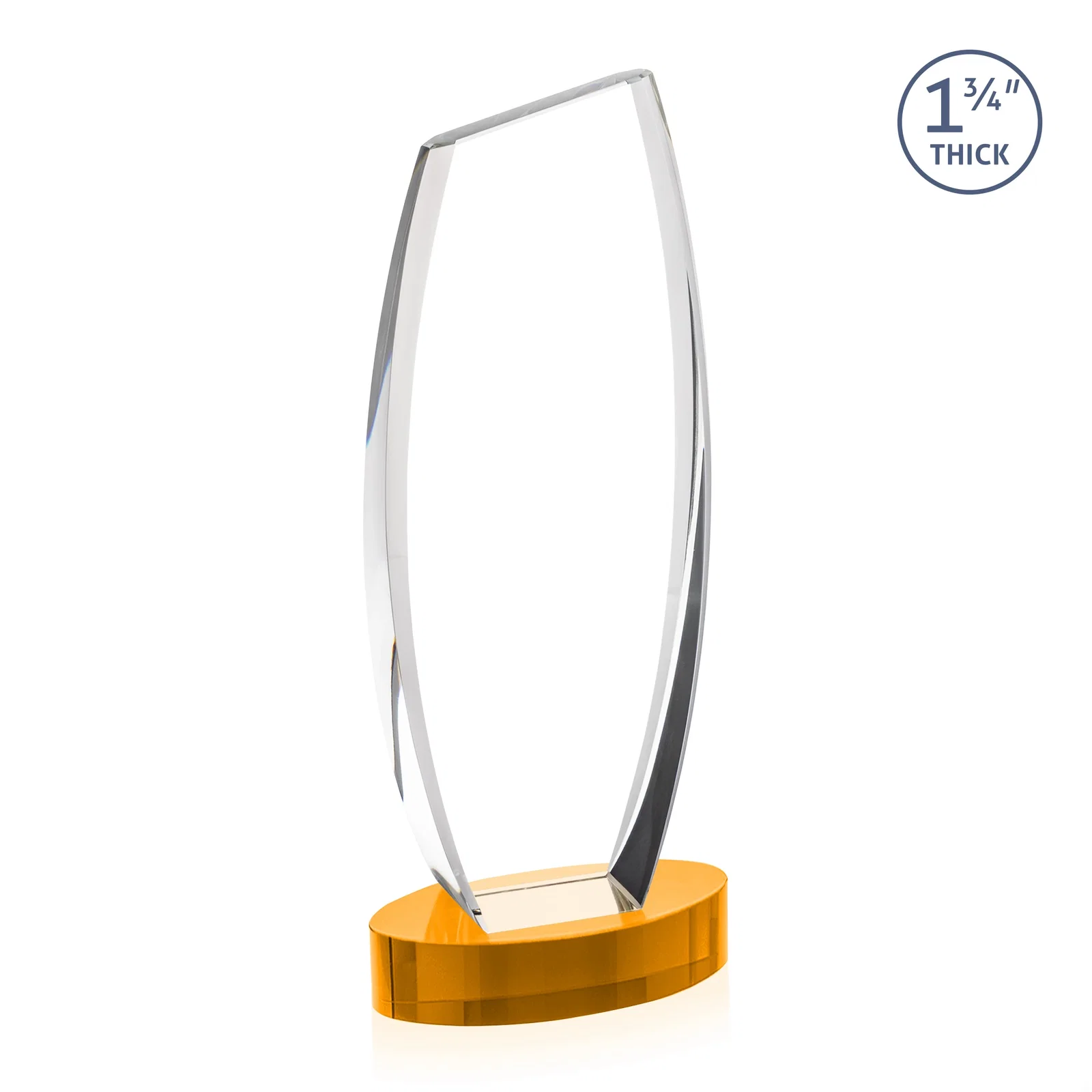 Custom Curved-Side Optical Crystal Peak Award on Oval Base, awards, with your logo for volunteer appreciation