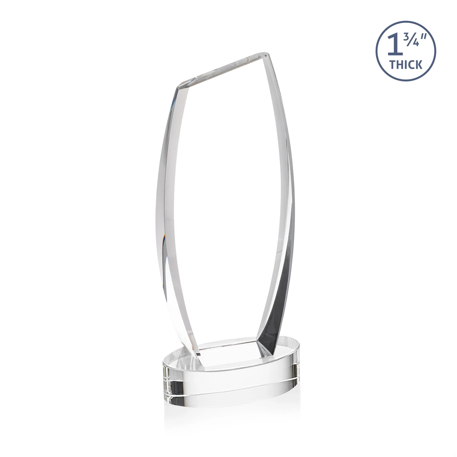 Custom Curved-Side Optical Crystal Peak Award on Oval Base, awards, with your logo for dealer and partner awards