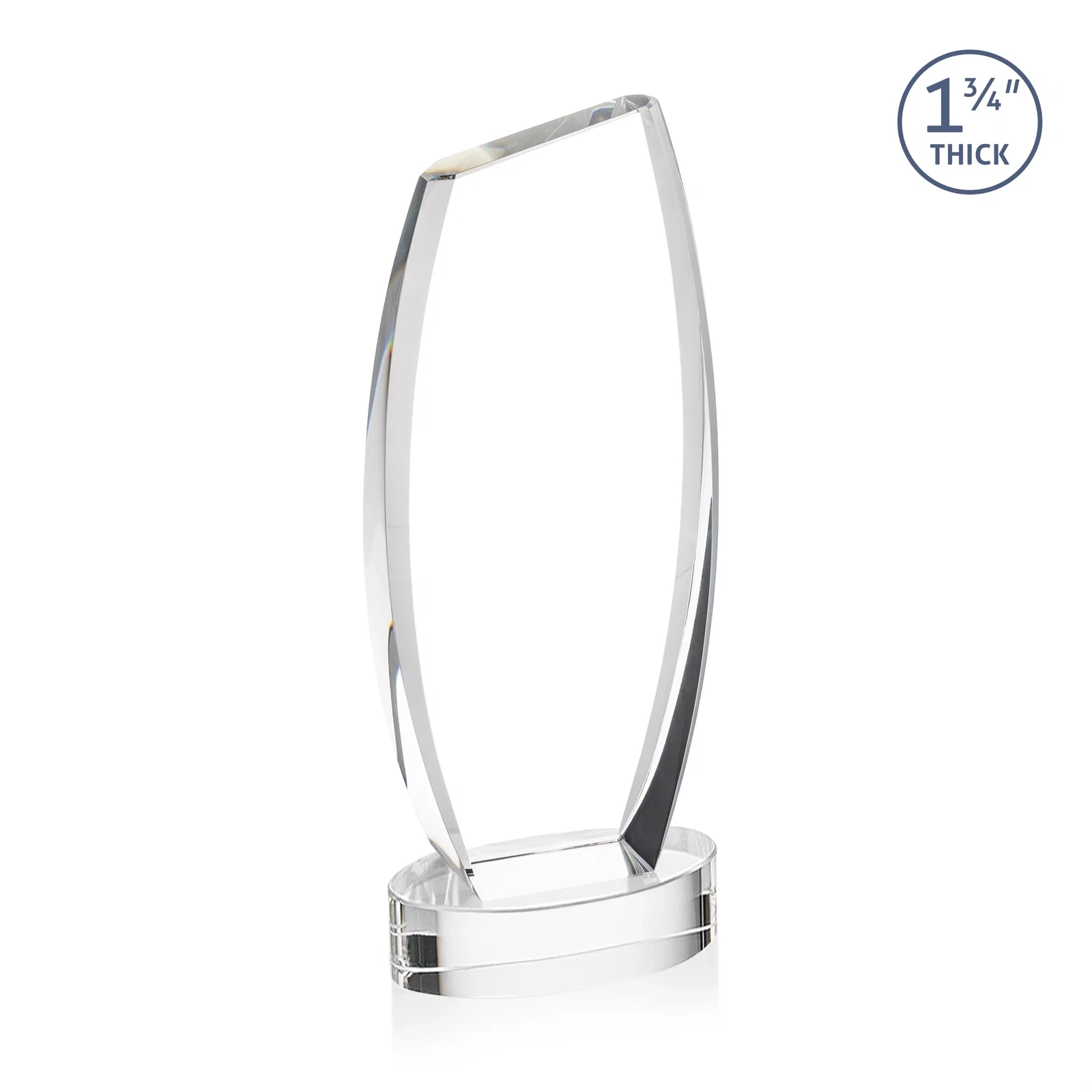 Custom Curved-Side Optical Crystal Peak Award on Oval Base, awards, with your logo for company anniversary events