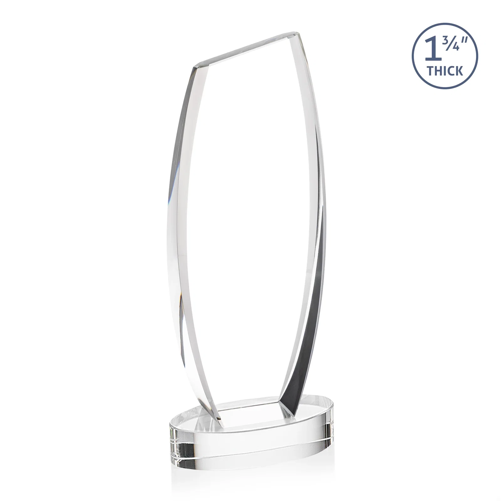 Personalized Curved-Side Optical Crystal Peak Award on Oval Base, awards, with your logo for employee recognition