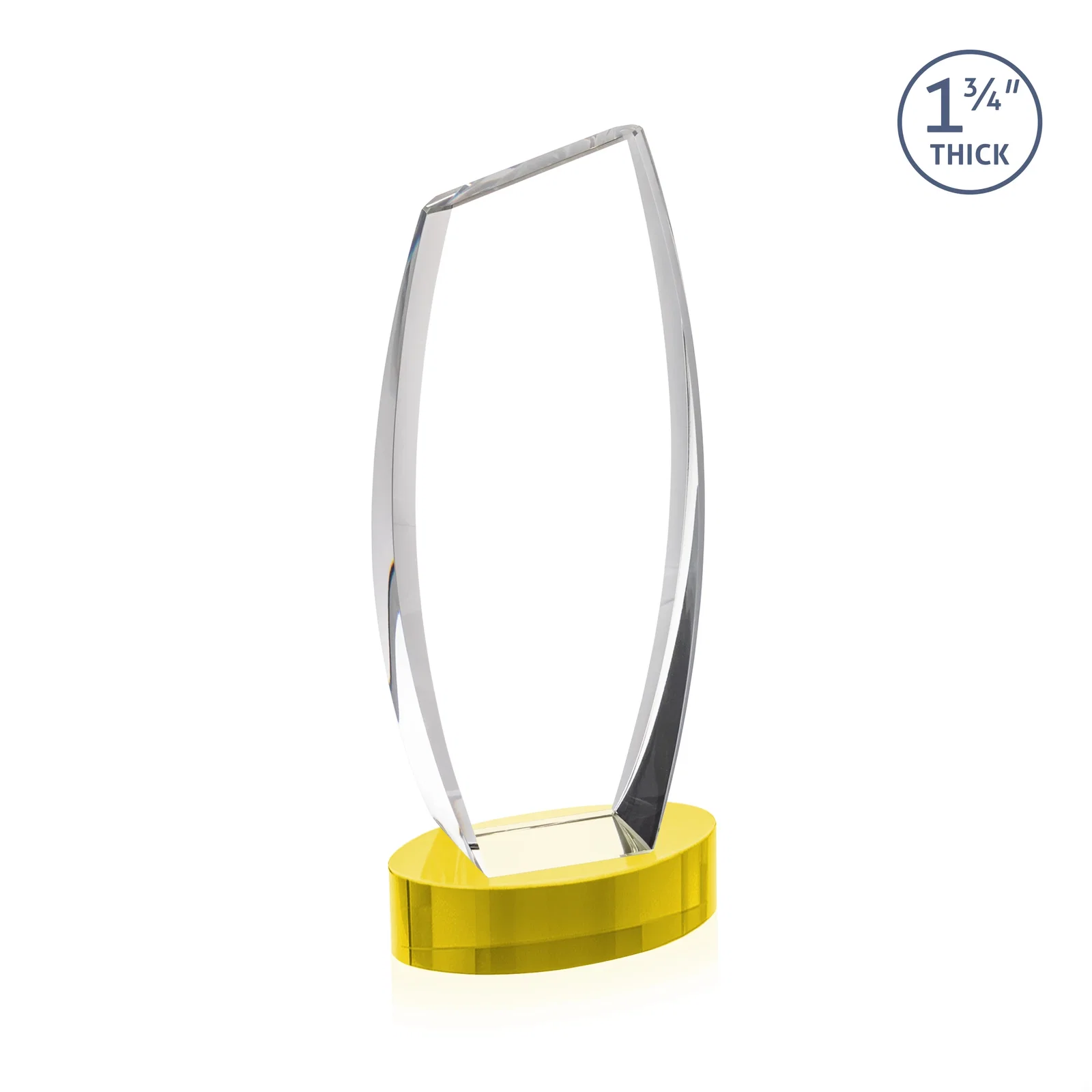 Personalized Curved-Side Optical Crystal Peak Award on Oval Base, awards, with your logo for corporate award ceremonies