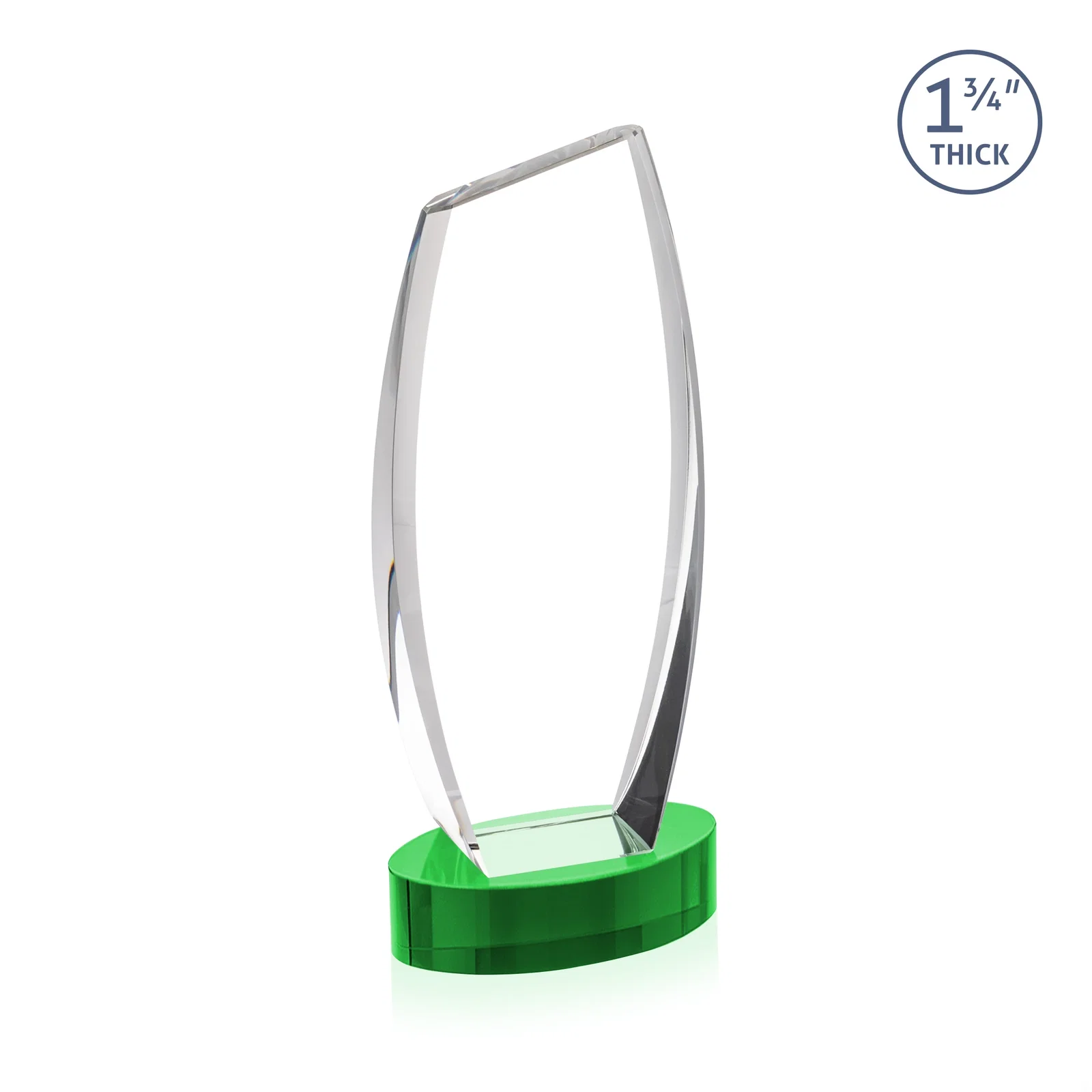 Personalized Curved-Side Optical Crystal Peak Award on Oval Base, awards, with your logo for retirement presentations