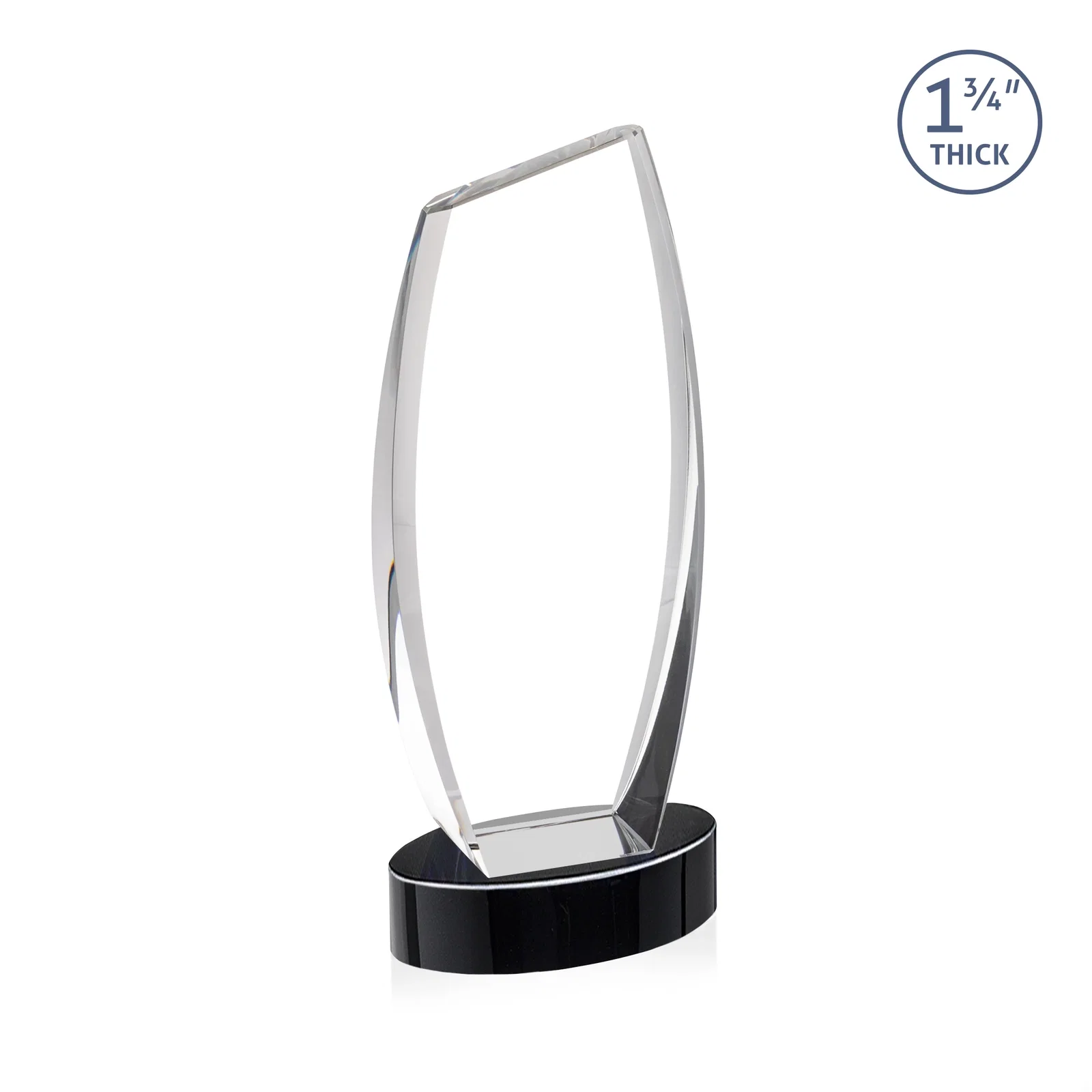Personalized Curved-Side Optical Crystal Peak Award on Oval Base, awards, with your logo for graduation ceremonies