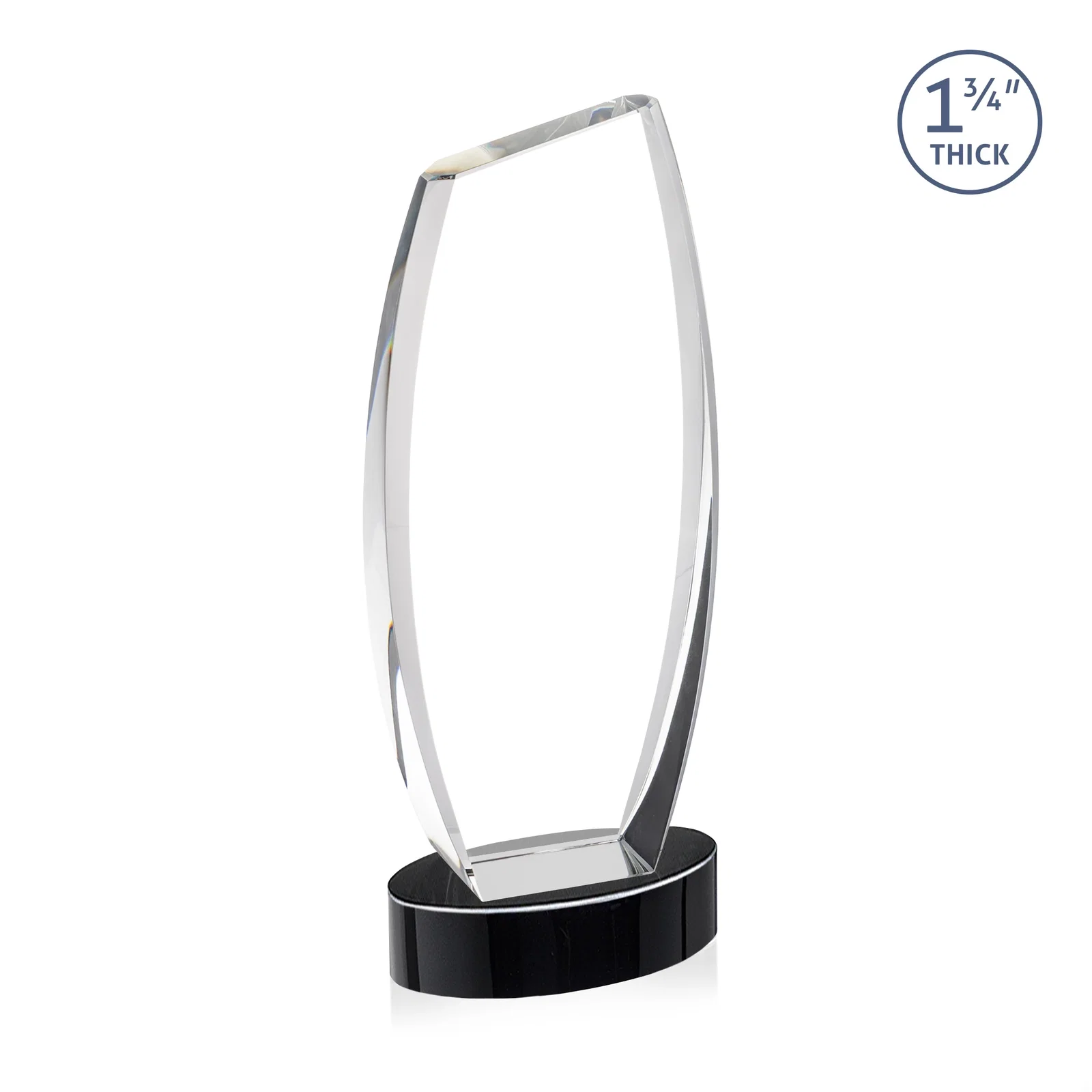 Personalized Curved-Side Optical Crystal Peak Award on Oval Base, awards, with your logo for safety achievement programs
