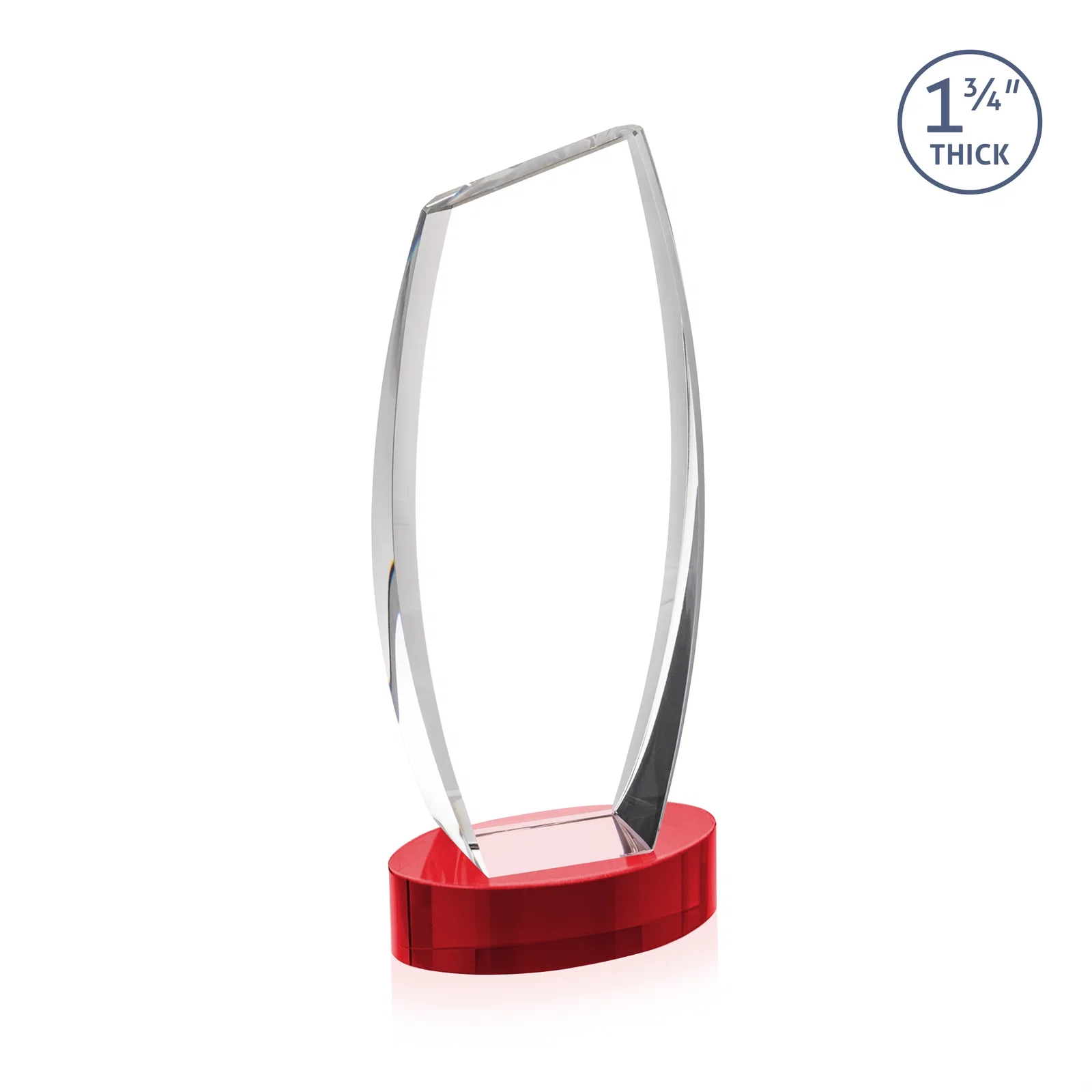 Promotional Curved-Side Optical Crystal Peak Award on Oval Base, awards, with your logo for corporate award ceremonies