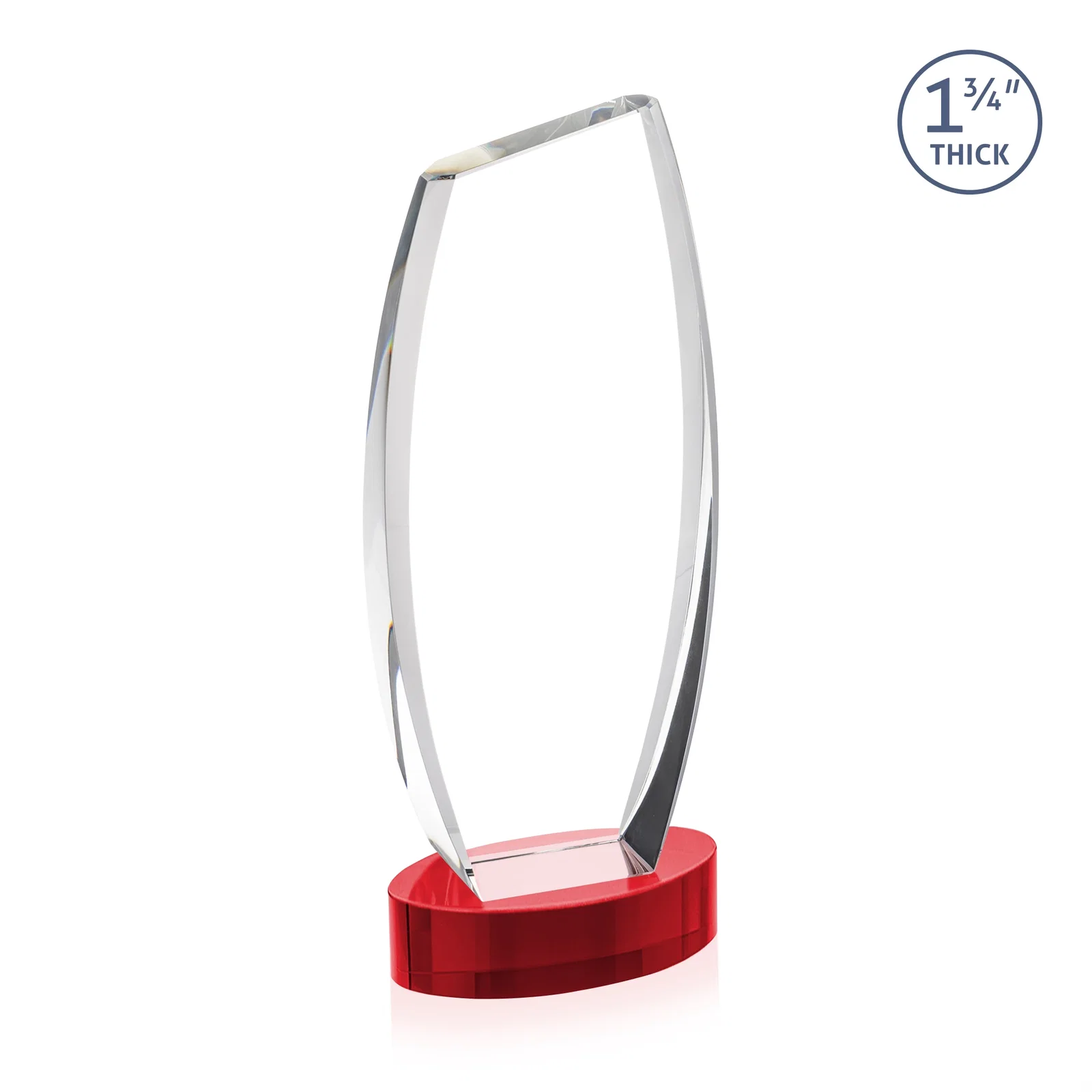 Promotional Curved-Side Optical Crystal Peak Award on Oval Base, awards, with your logo for service anniversary gifts