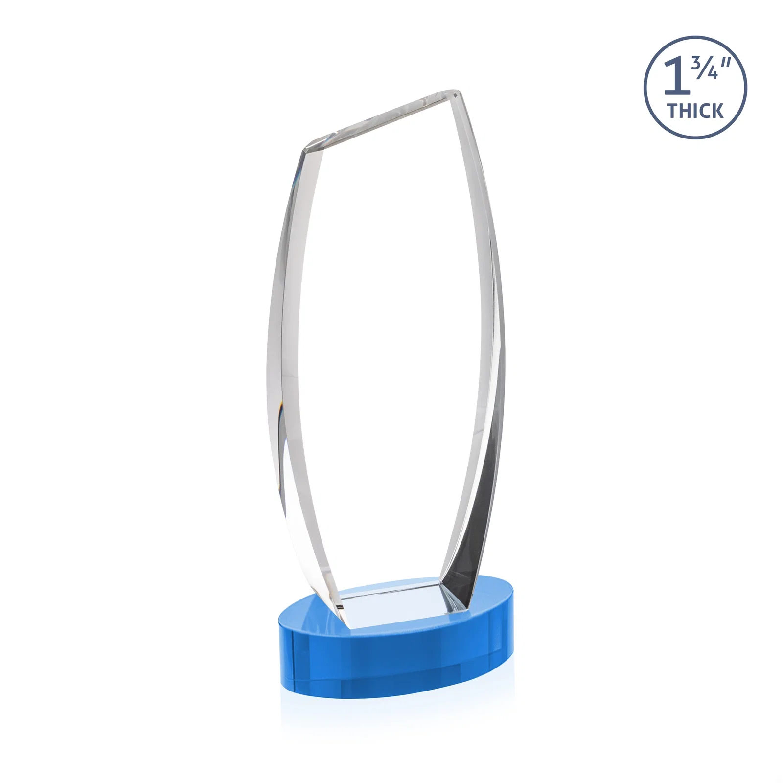 Promotional Curved-Side Optical Crystal Peak Award on Oval Base, awards, with your logo for retirement presentations