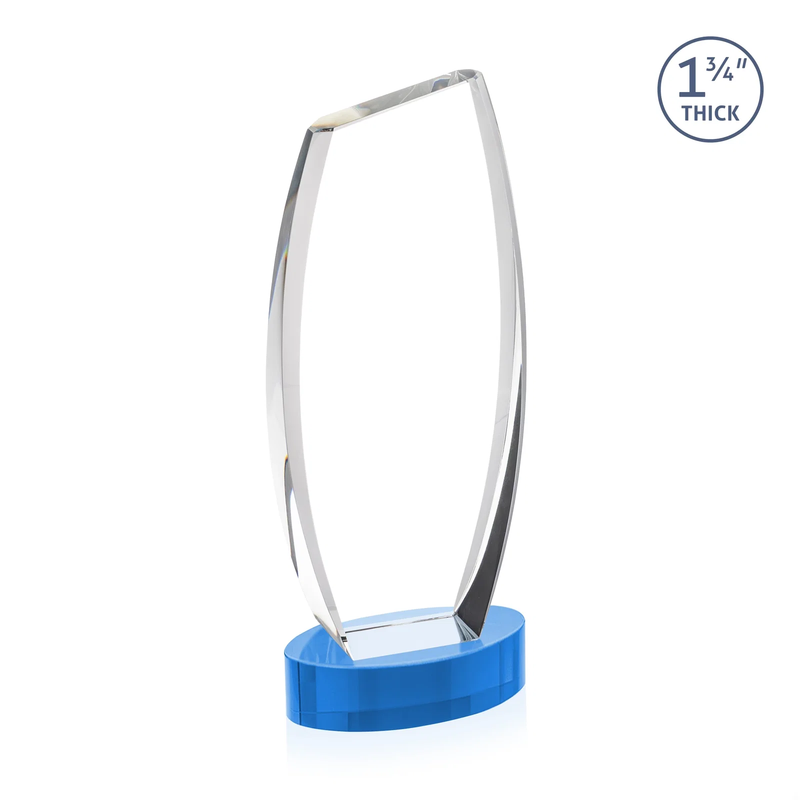 Promotional Curved-Side Optical Crystal Peak Award on Oval Base, awards, with your logo for team milestone celebrations