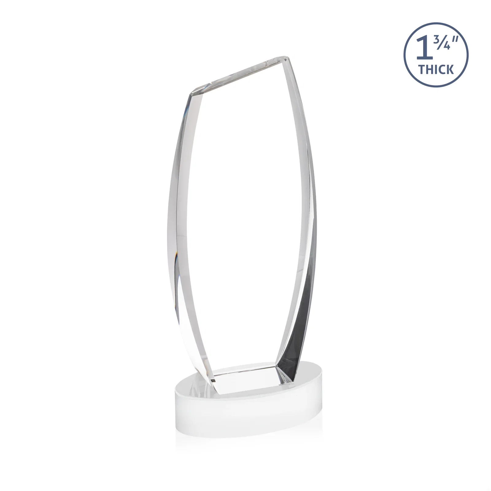 Promotional Curved-Side Optical Crystal Peak Award on Oval Base, awards, with your logo for graduation ceremonies