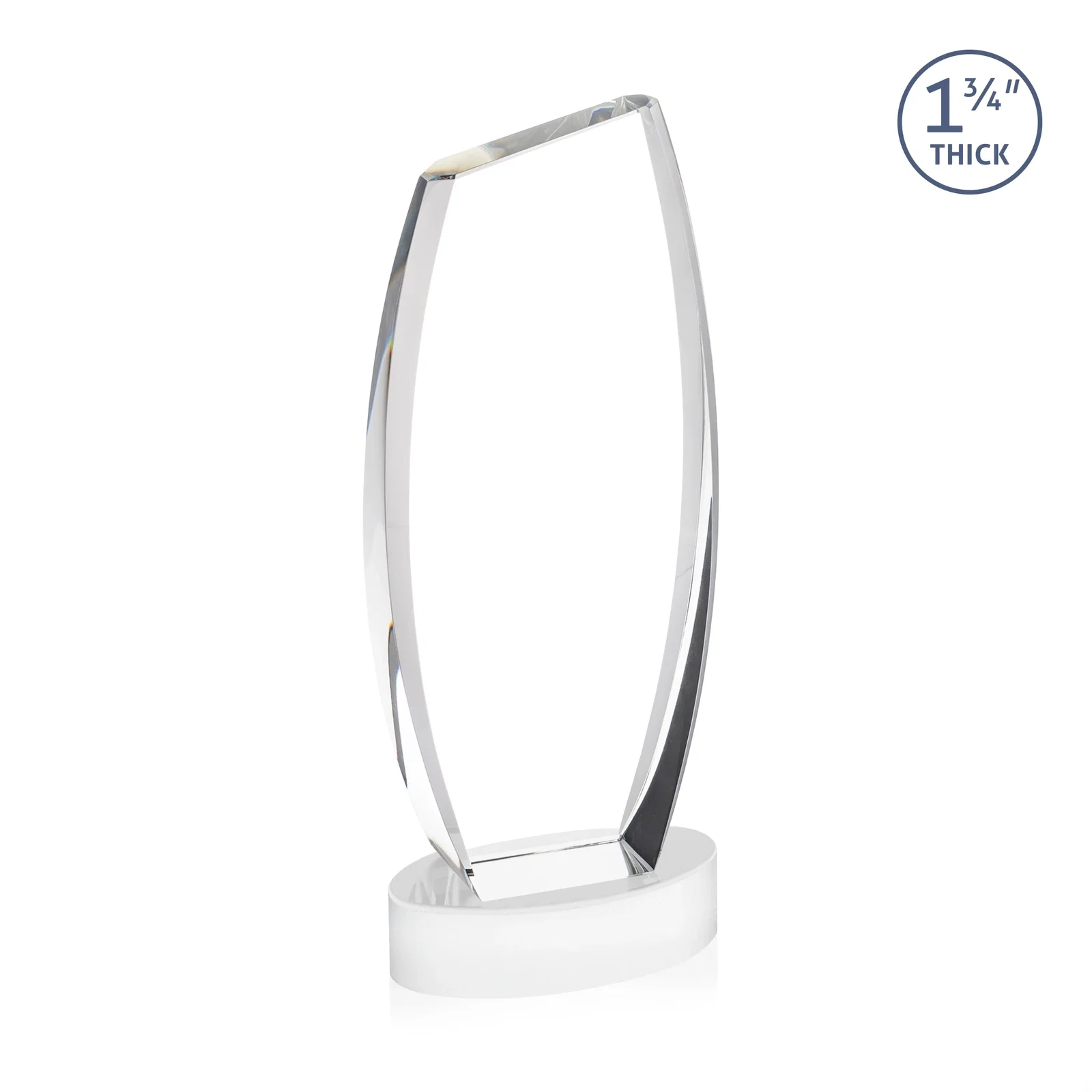 Promotional Curved-Side Optical Crystal Peak Award on Oval Base, awards, with your logo for safety achievement programs