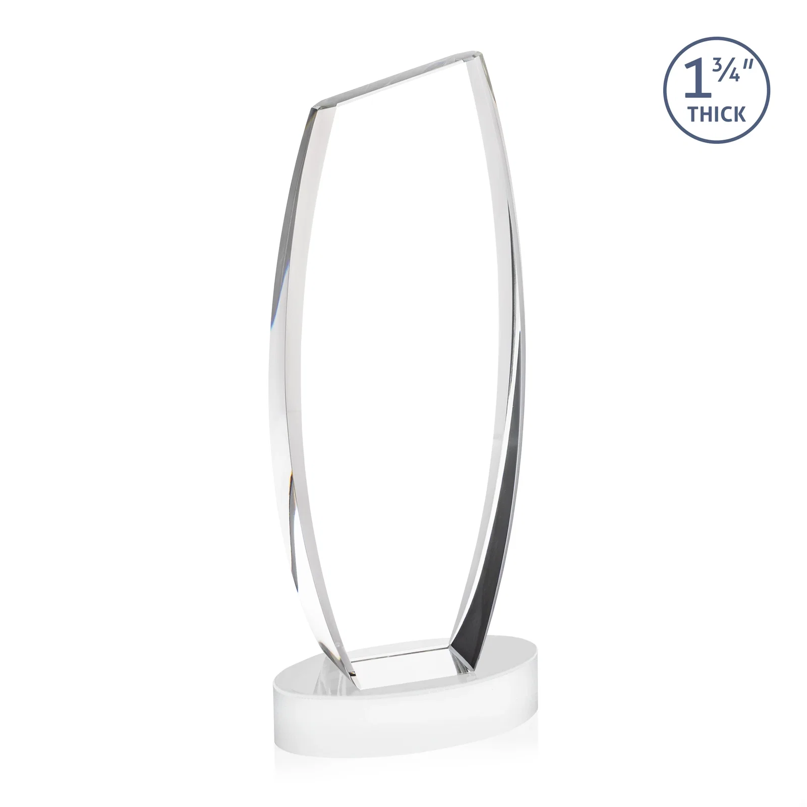 Promotional Curved-Side Optical Crystal Peak Award on Oval Base, awards, with your logo for volunteer appreciation