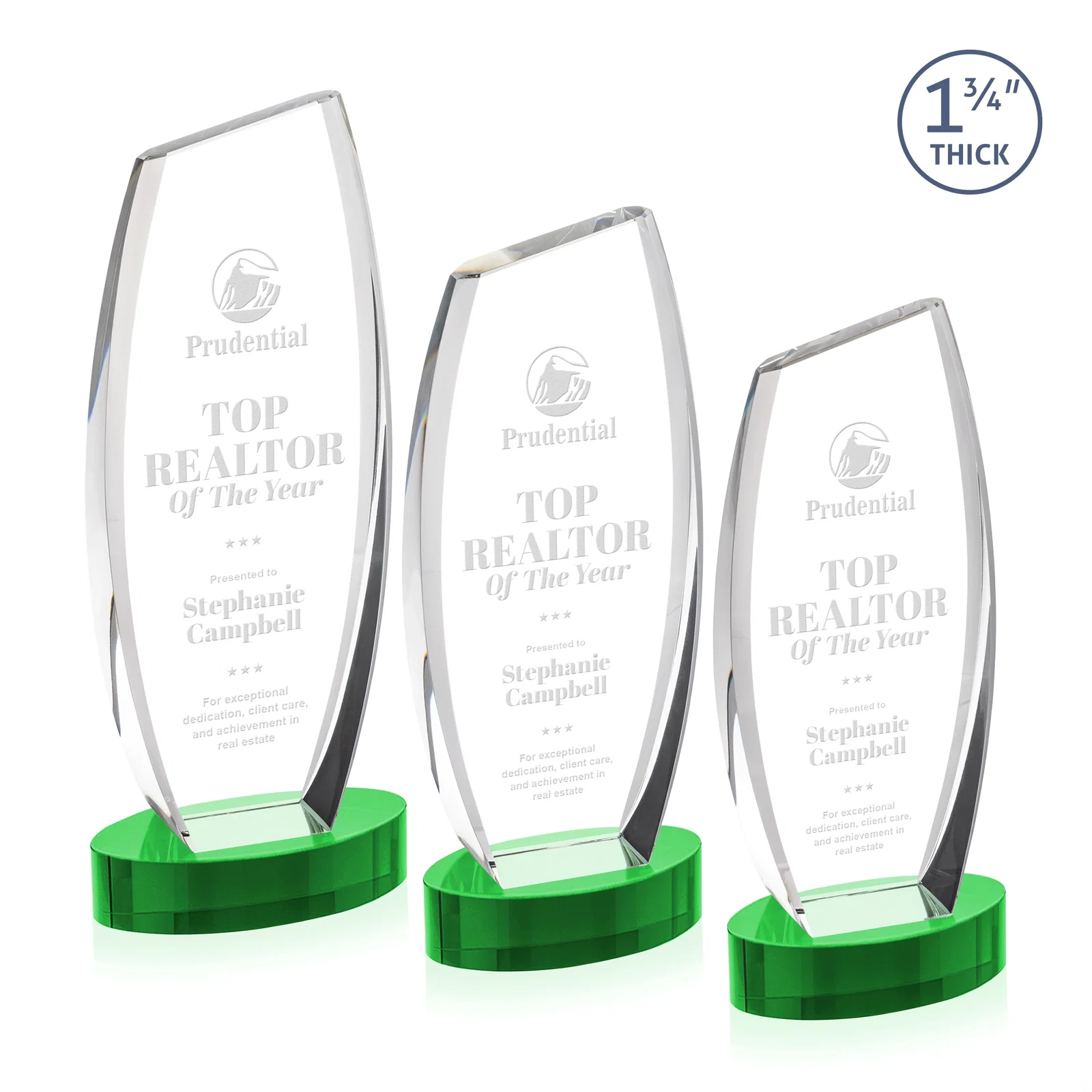 Personalized Curved-Side Optical Crystal Peak Award on Oval Base, awards for retirement presentations