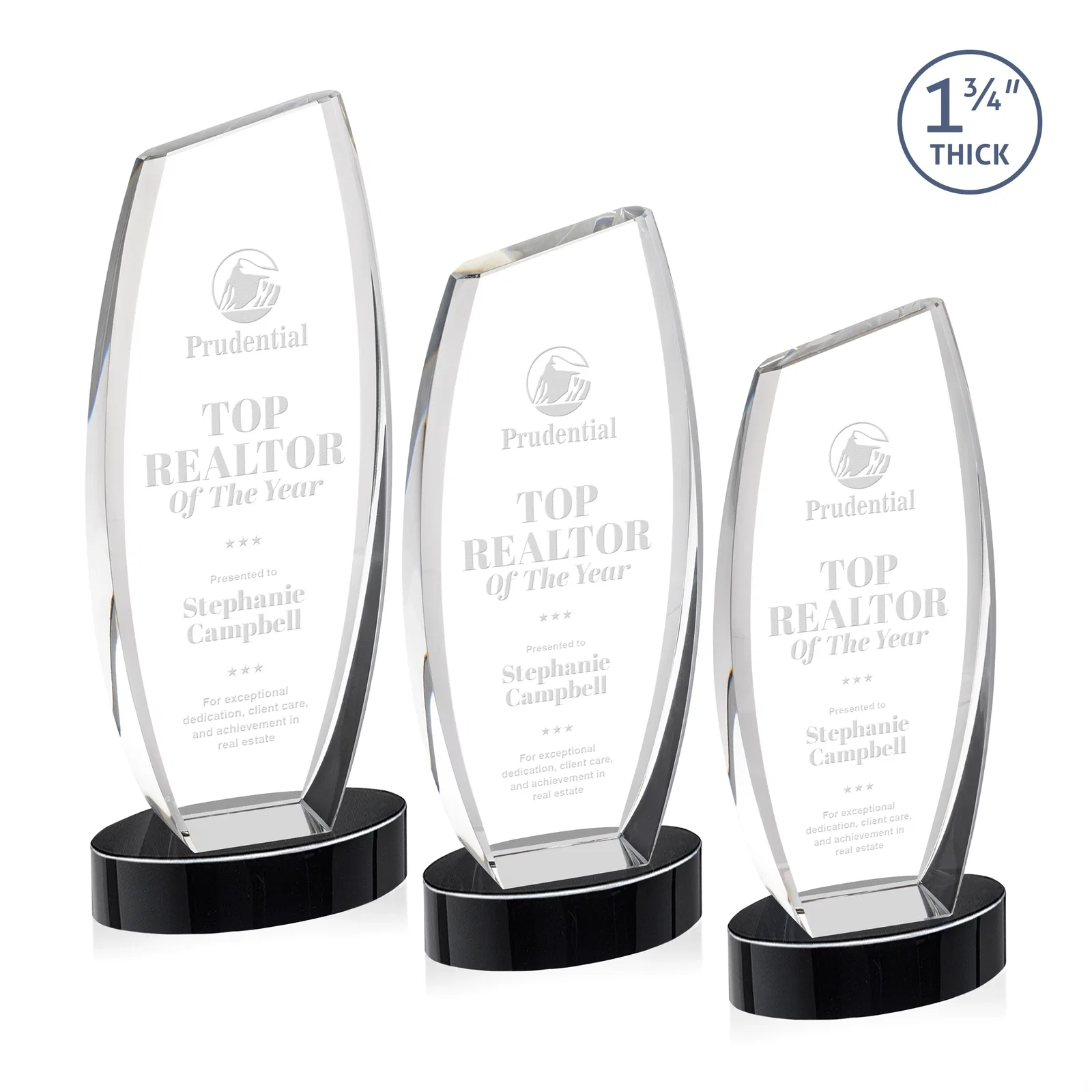 Personalized Curved-Side Optical Crystal Peak Award on Oval Base, awards for volunteer appreciation