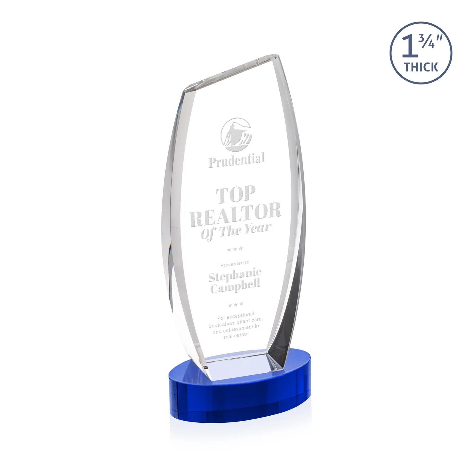 Promotional Curved-Side Optical Crystal Peak Award on Oval Base, awards for sales achievement awards