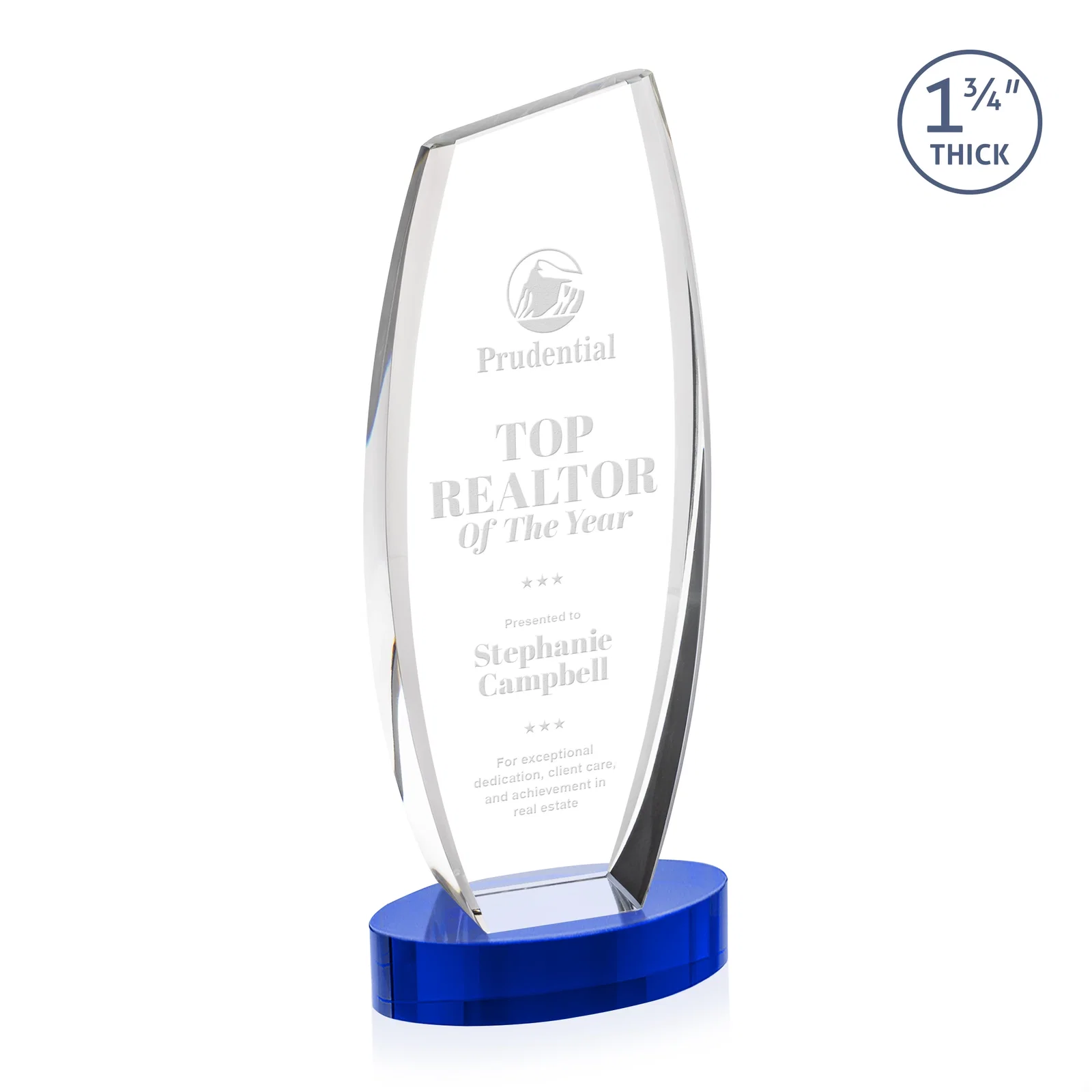 Promotional Curved-Side Optical Crystal Peak Award on Oval Base, awards for team milestone celebrations