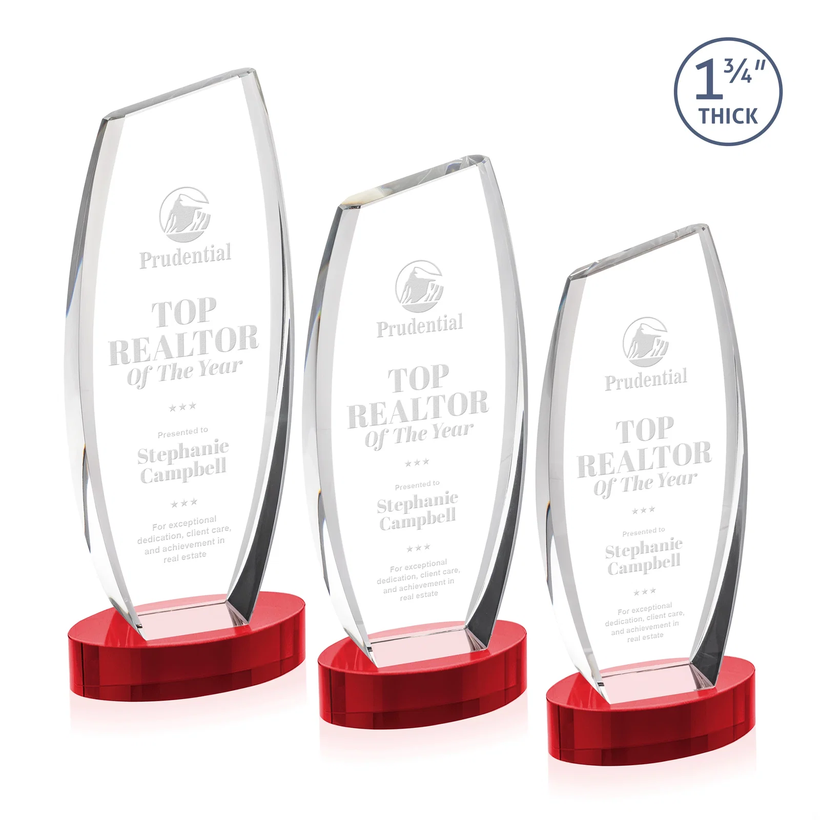 Promotional Curved-Side Optical Crystal Peak Award on Oval Base, awards for graduation ceremonies