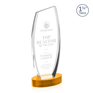 Curved-Side Optical Crystal Peak Award on Oval Base