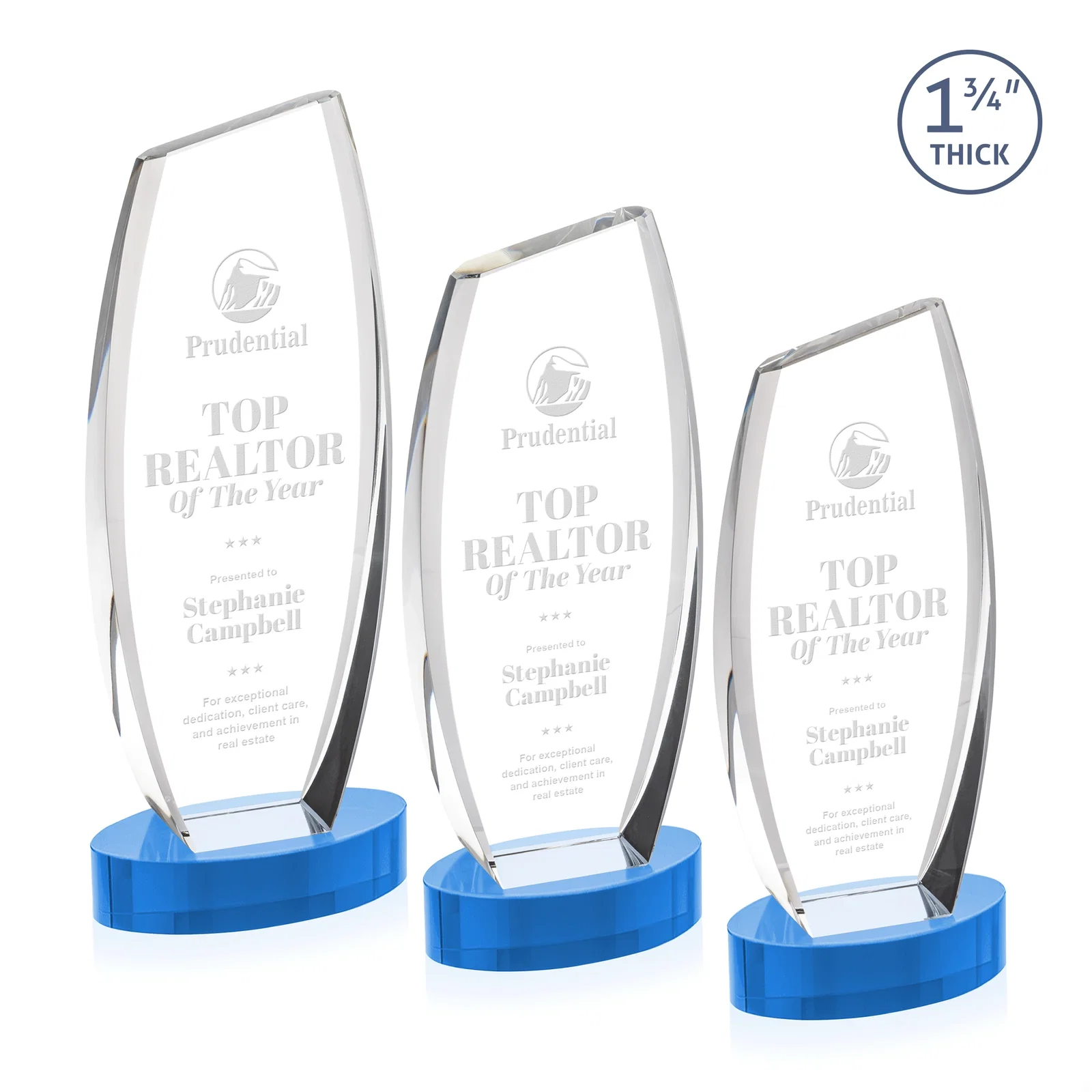 Branded Curved-Side Optical Crystal Peak Award on Oval Base, awards for employee recognition