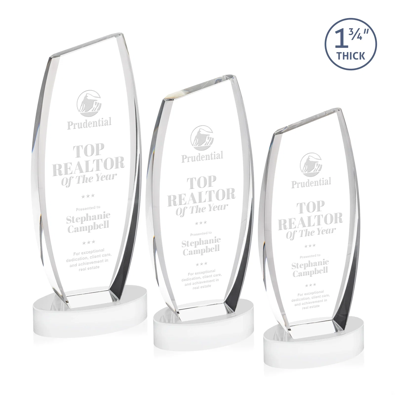 Branded Curved-Side Optical Crystal Peak Award on Oval Base, awards for team milestone celebrations