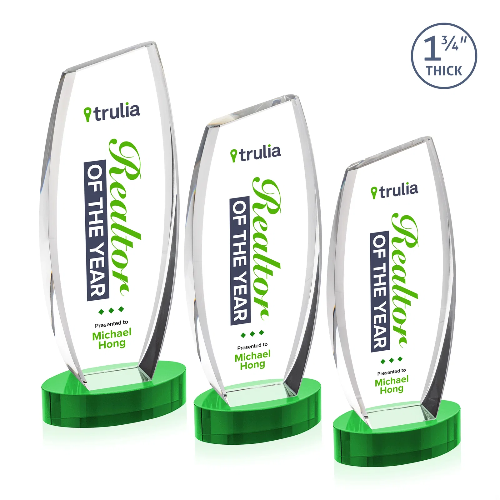 Customized Curved-Side Optical Crystal Peak Award on Oval Base, awards for corporate award ceremonies