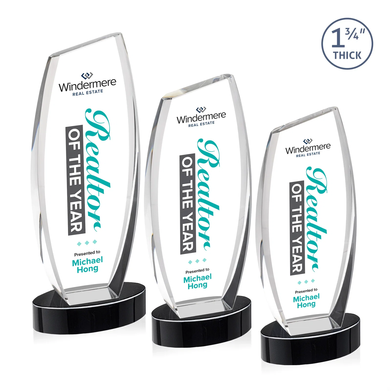 Customized Curved-Side Optical Crystal Peak Award on Oval Base, awards for donor appreciation