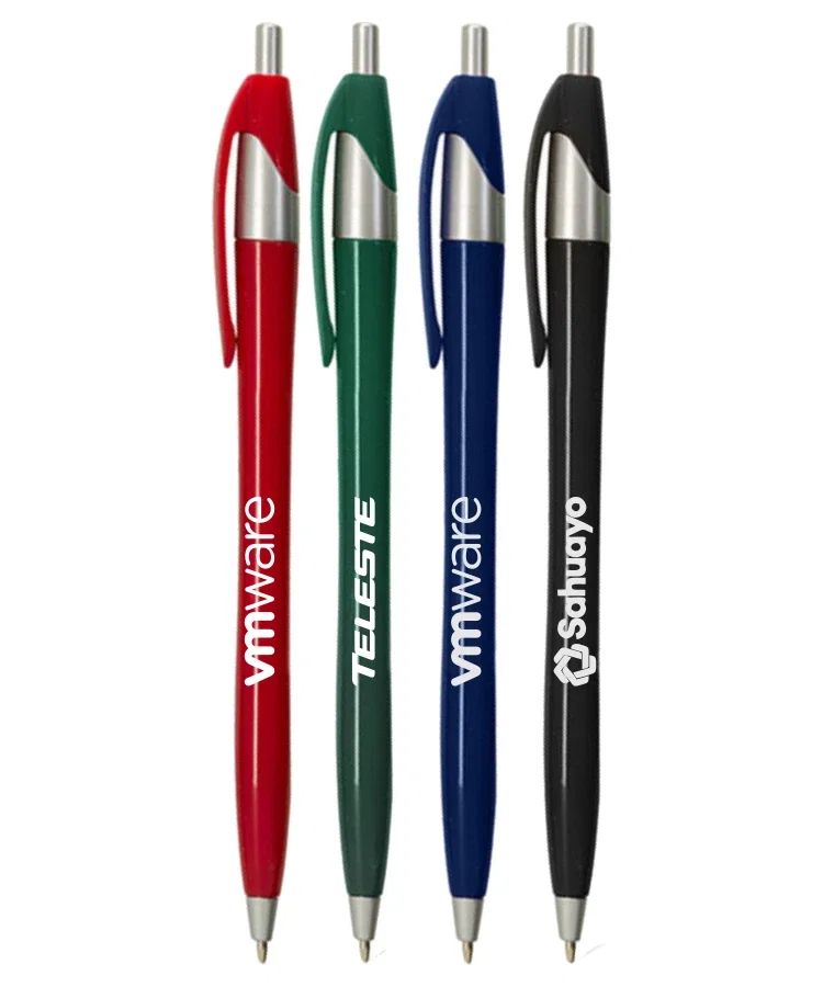 Colored Elegant Click Pen w/ Silver Trim