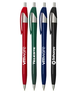 Colored Elegant Click Pen w/ Silver Trim