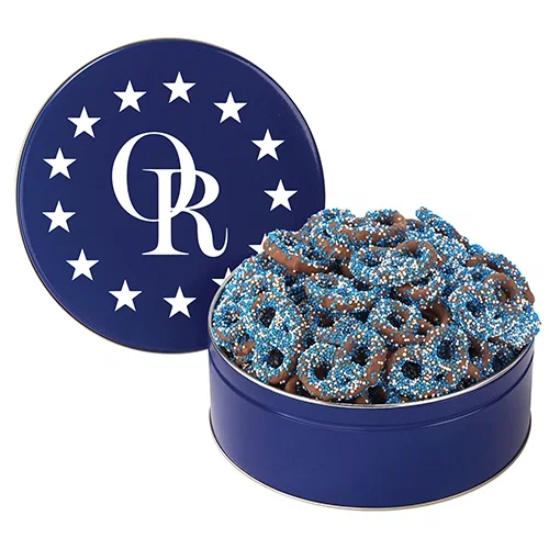 Colorful Corporate Chocolate Pretzel Tin — view 14