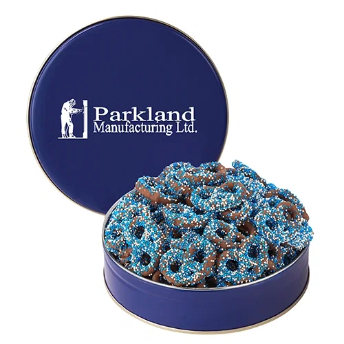 Colorful Corporate Chocolate Pretzel Tin — view 2