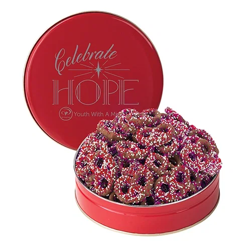 Colorful Corporate Chocolate Pretzel Tin — view 4