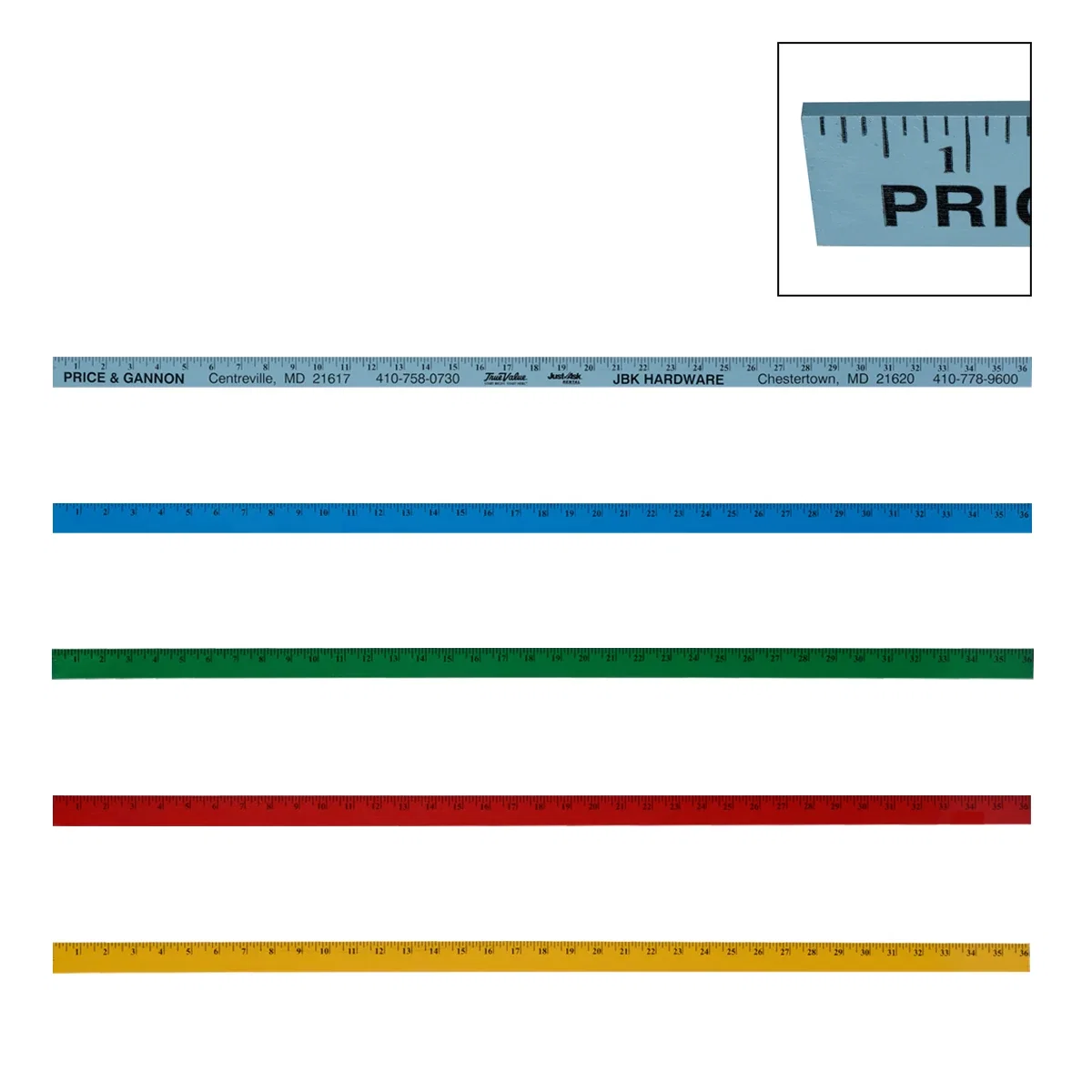 Inch markings printed across the enameled surface