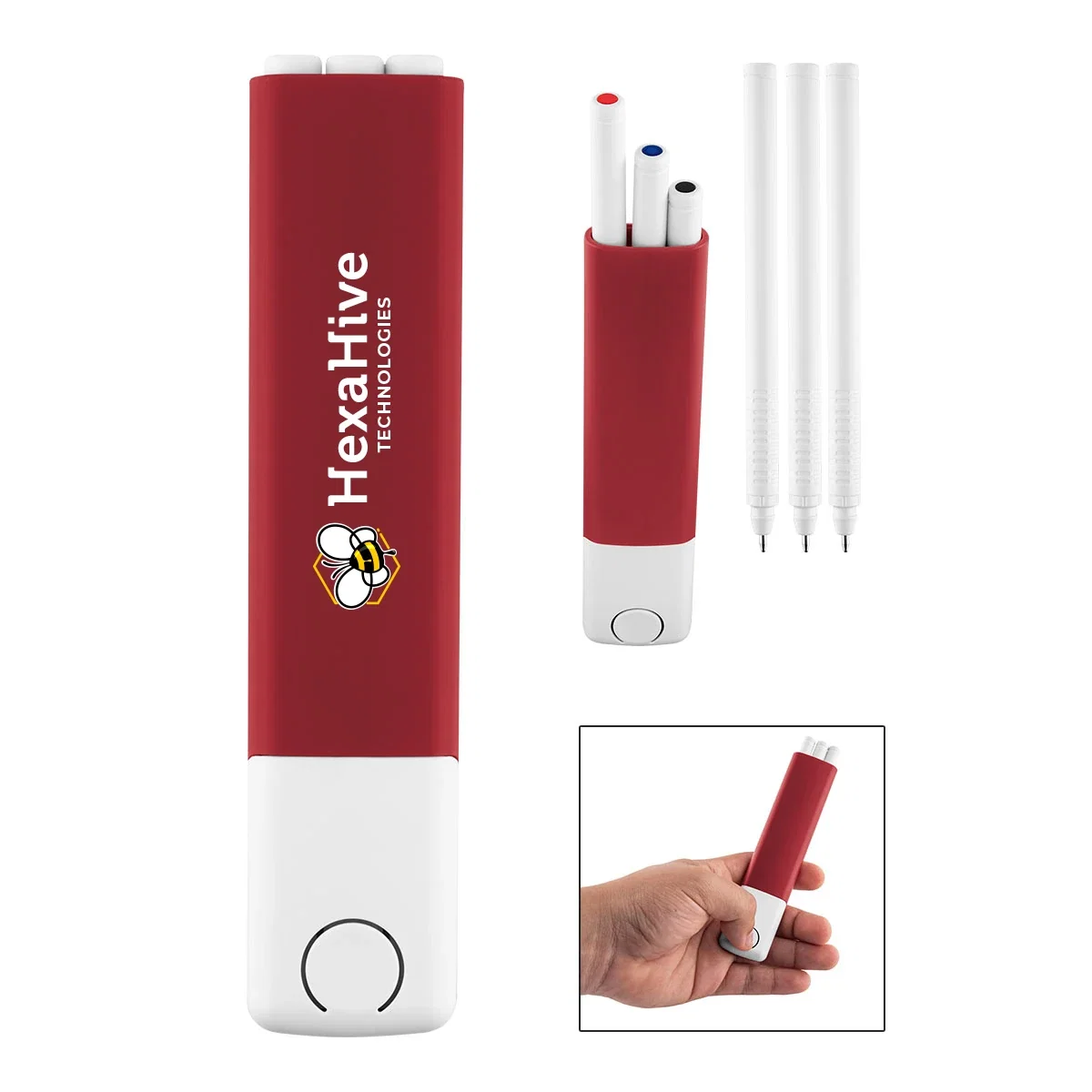 Side profile of the plastic pen kit showing its overall shape