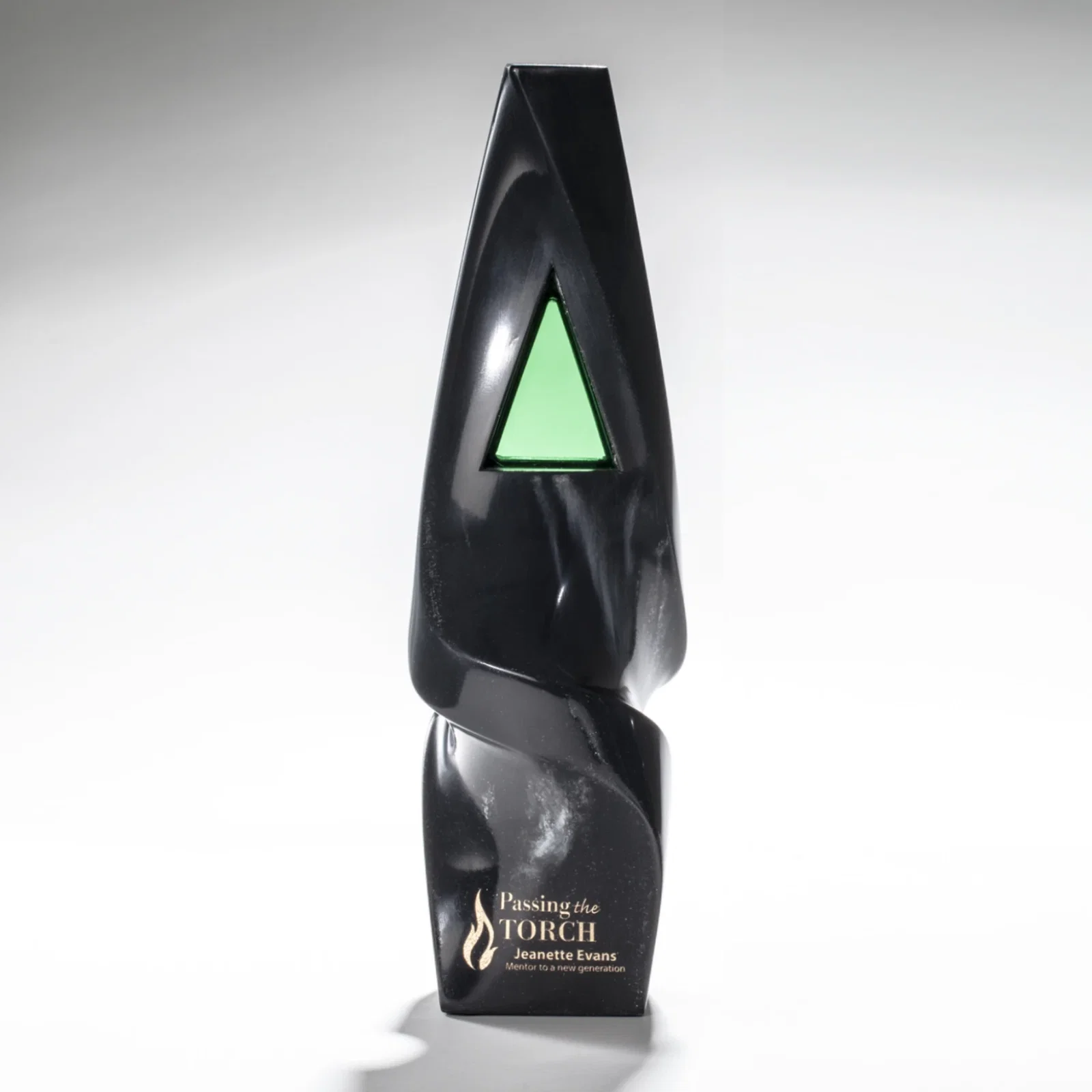 Custom Stonecast Obelisk Award With Cathedral-Window Cutout for corporate award ceremonies