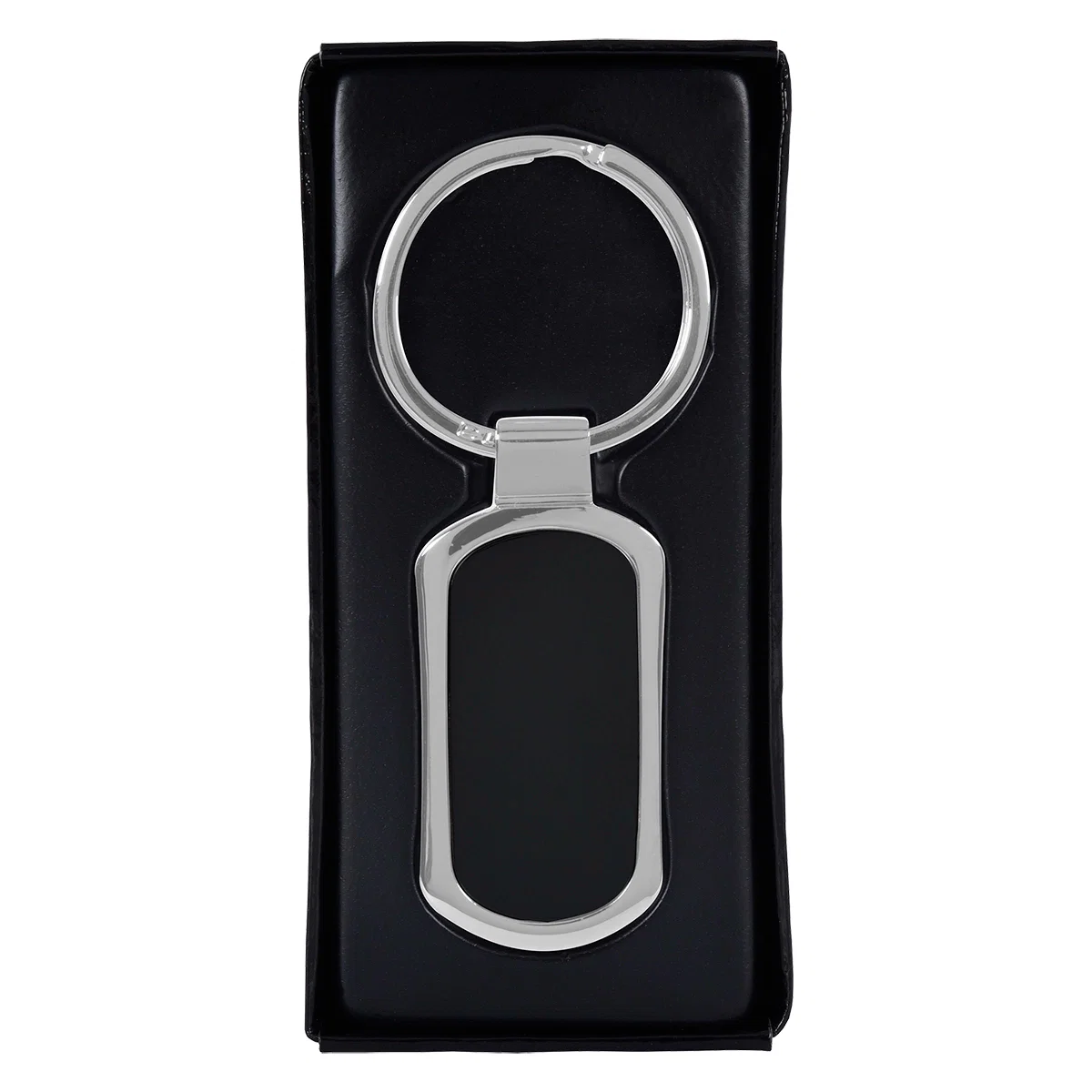 Angled view of the two-inch tall keychain