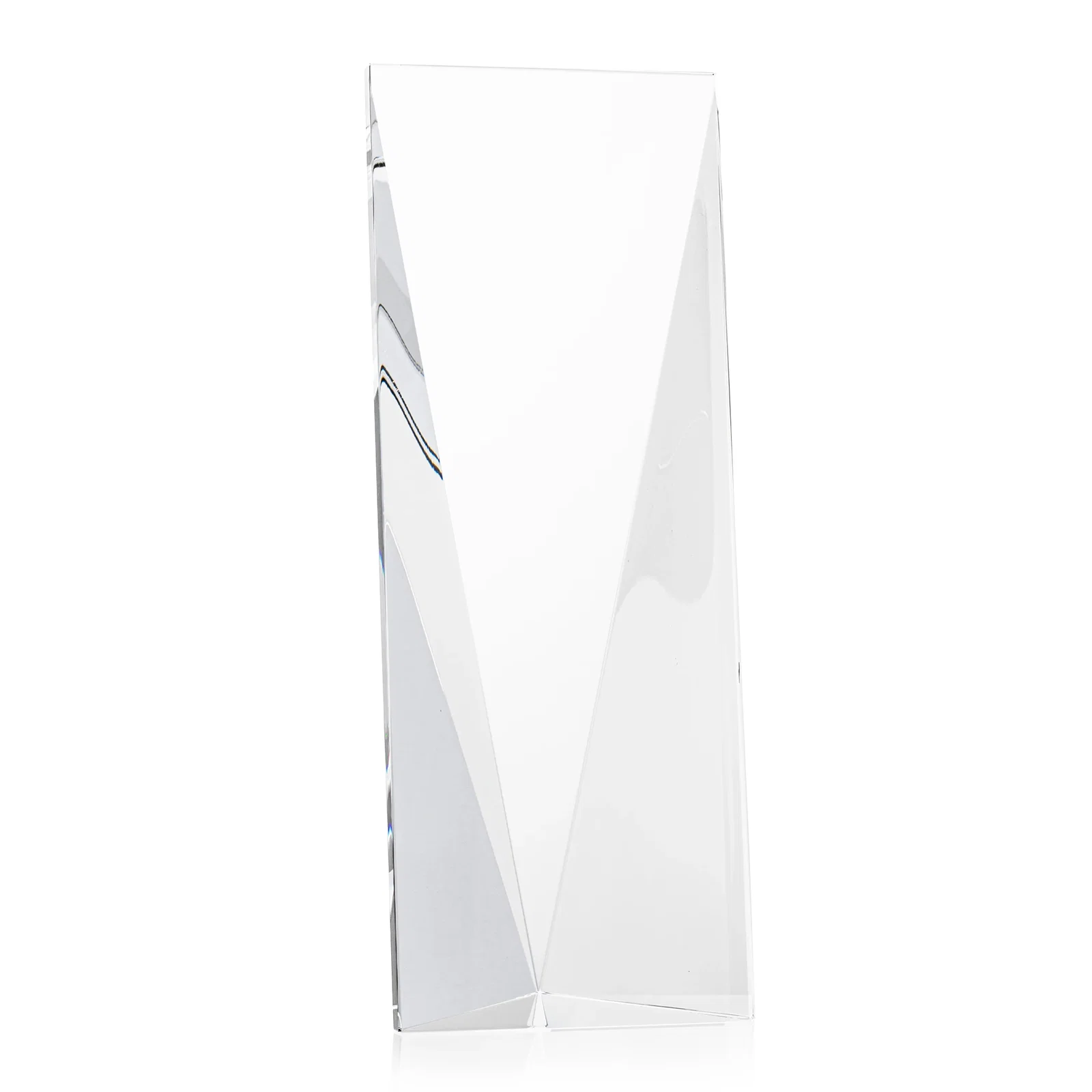 Custom Crystal Tower Award, Converging Sides to a Pointed Base, awards for company anniversary events
