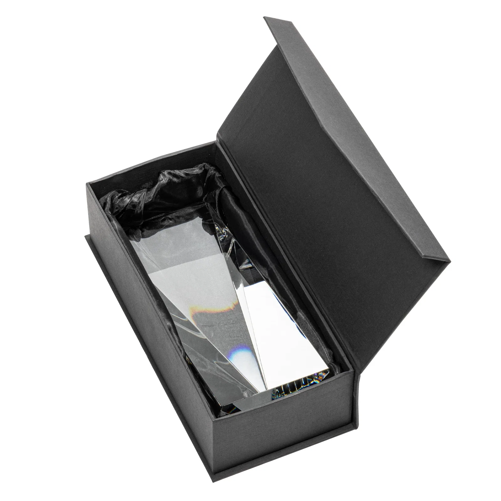 Custom Crystal Tower Award, Converging Sides to a Pointed Base, awards for retirement presentations