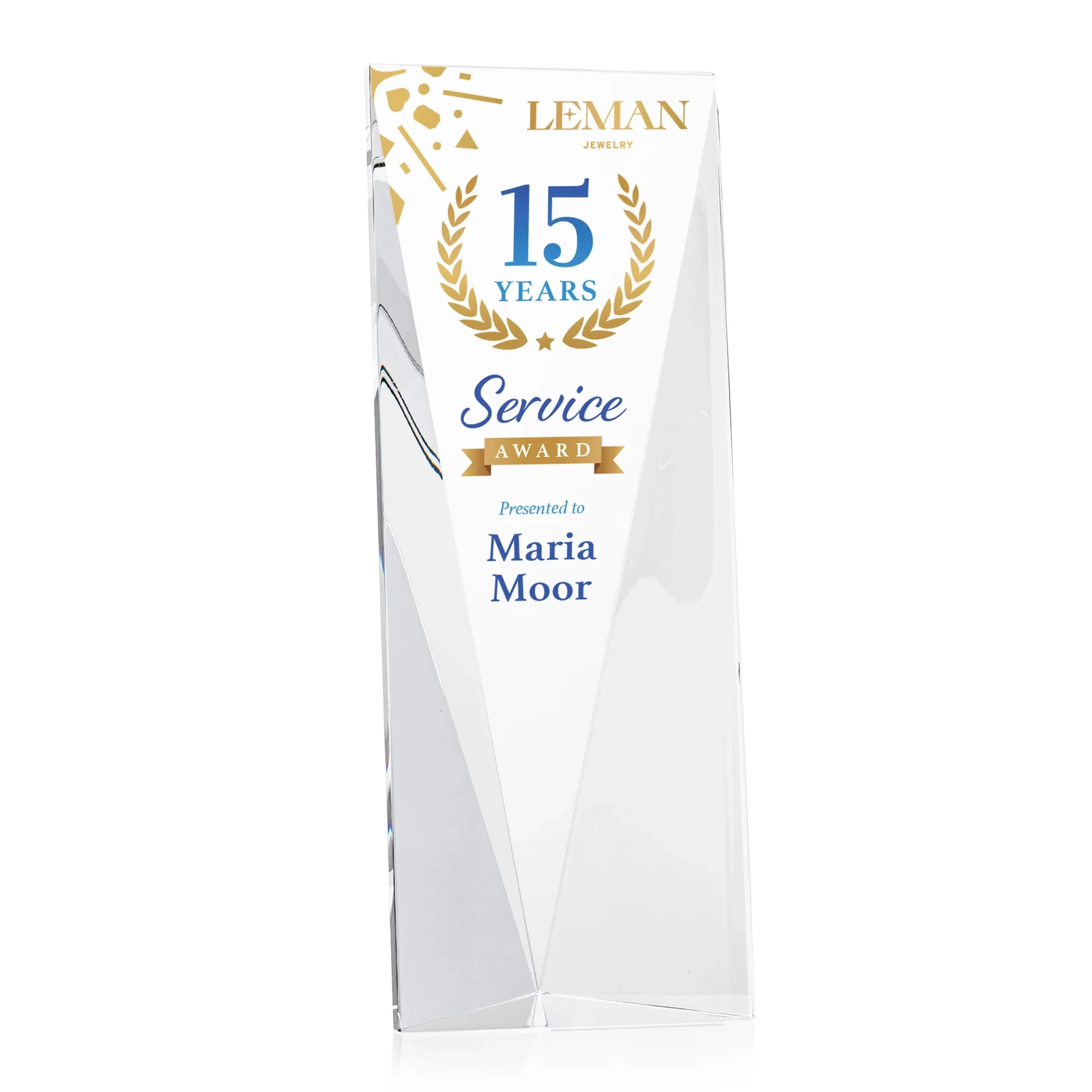 Custom Crystal Tower Award, Converging Sides to a Pointed Base, awards for safety achievement programs