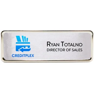 Custom Columbus Metal Name Badge, 3" x 1" and 3" x 1-5/8"