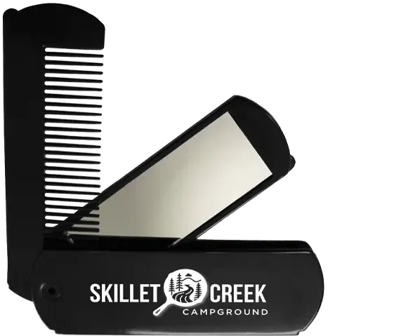 Comb Pocket Mirror. Folding pocket comb and mirror combo for salon and spa giveaways