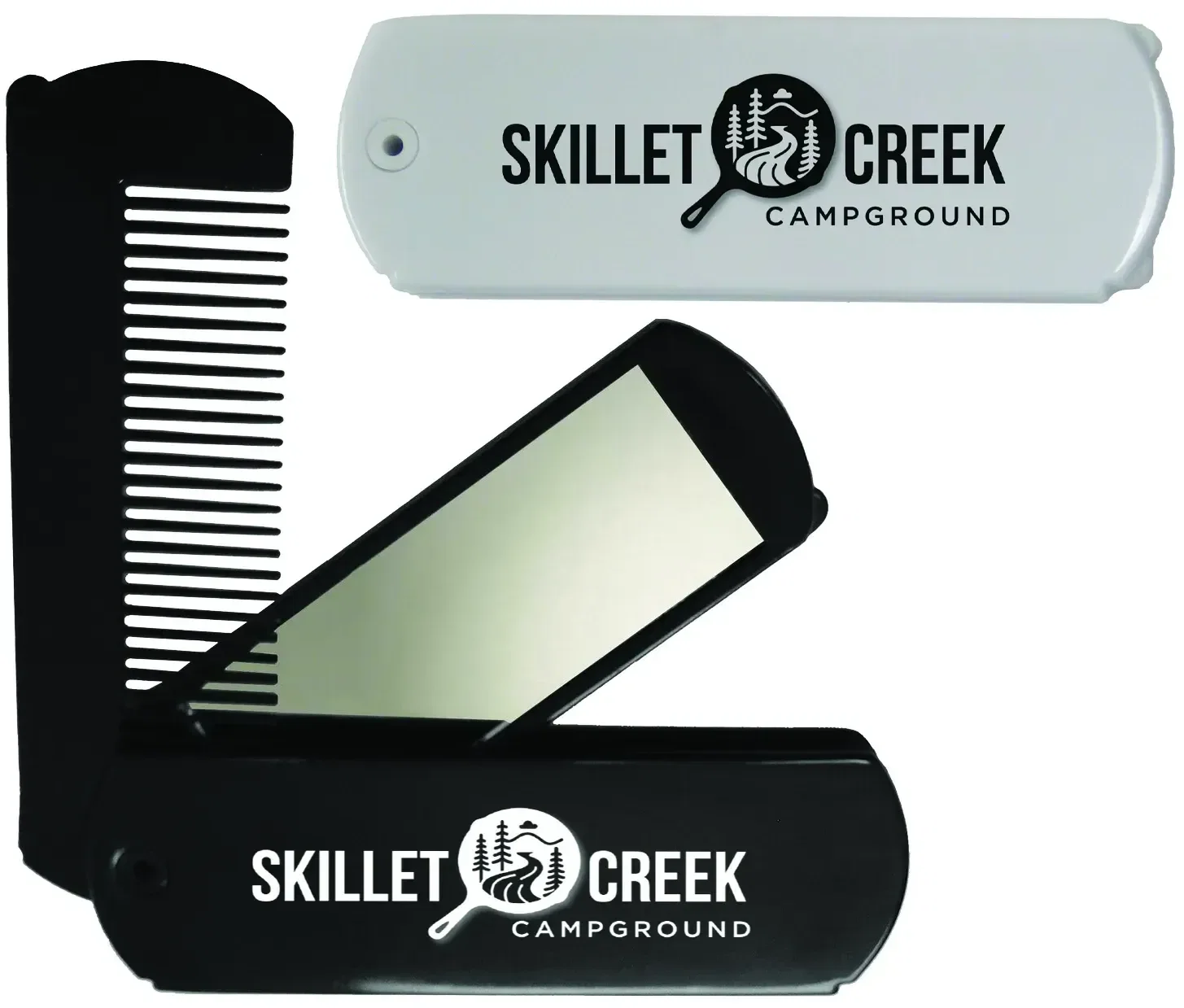 Comb Pocket Mirror. Folding pocket comb and mirror combo for salon and spa giveaways, view 3