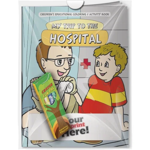 My Trip to the Hospital coloring book and crayons combo pack, front cover hero view