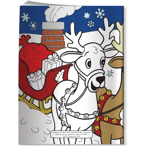 Santa Visited Me! coloring book interior page with holiday scenes to color