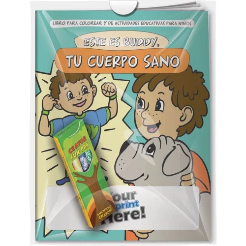 Meet Buddy Your Healthy Body Spanish coloring book with Fun Pak crayons combo pack