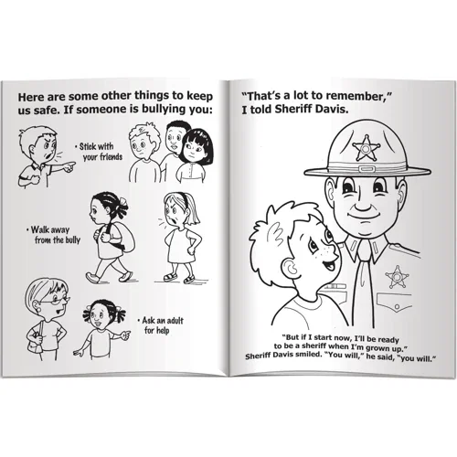 My Visit with a Sheriff coloring book open interior line-art pages