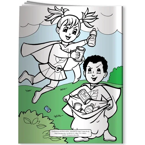 Unimprinted Fun Pak 4 non-toxic crayons box for Eco-Superheroes combo, plain crayon pack closeup